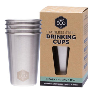 Ever Eco Stainless Steel Drinking Cups 500ml 4pk