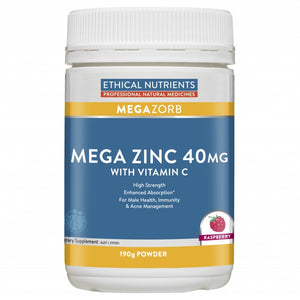 Ethical Nutrients Mega Zinc 40mg with Vitamin C 190g Raspberry