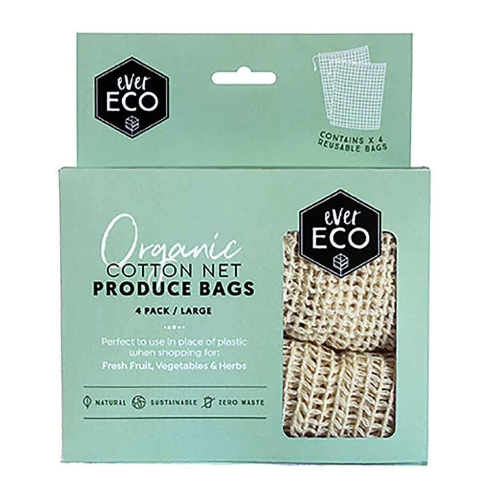 Ever Eco Reusable Produce Bags Organic Cotton Net 4 pk