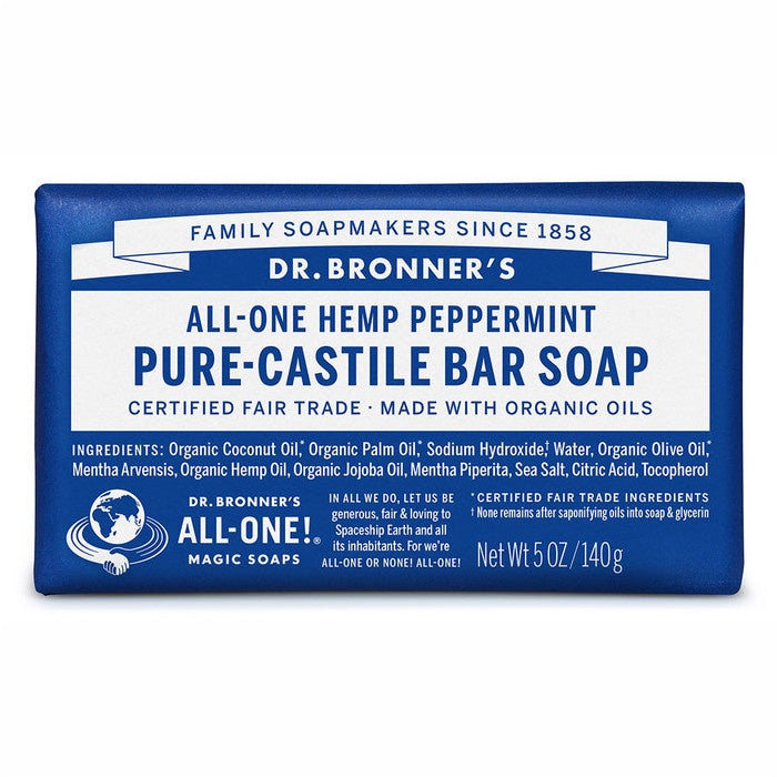 Dr Bronner's Pure Castile Soap Bar Peppermint 140g